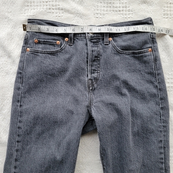 Levi's Wedgie Knee High Waisted Cotton Denim Jeans- Washed Black - Picture 7 of 9